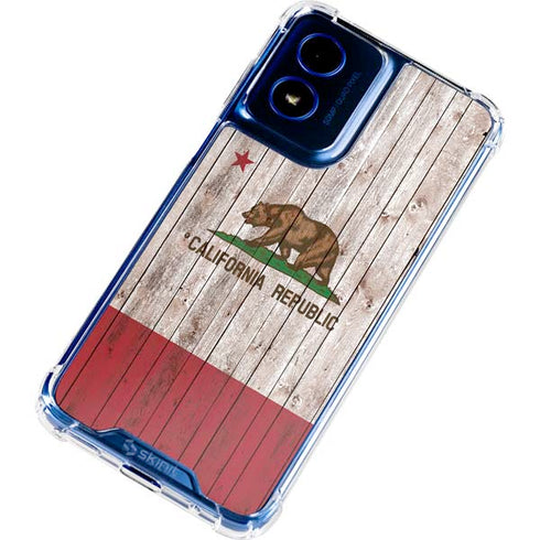 California Flag Dark Wood Moto G 5G (2024) Clear Case